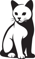 Sitting cat silhouette elegant black and white, Calm pet vector drawing perfect for design