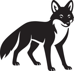 Fox silhouette black and white graceful design, Wildlife animal clean bold vector