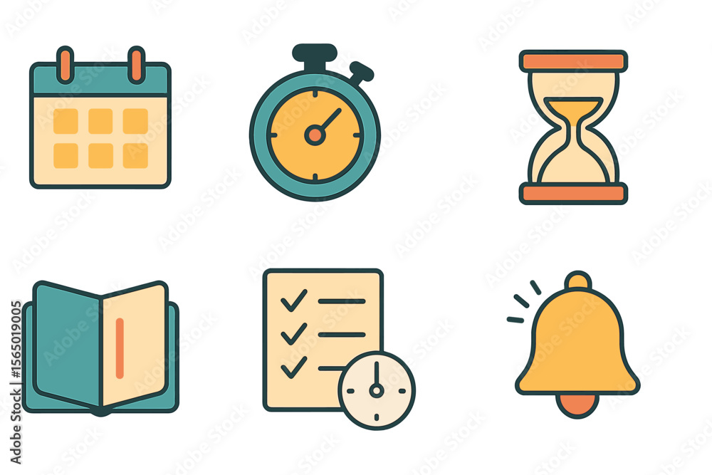 Poster time management and organization vector illustration in flat style for planning and scheduling desig
