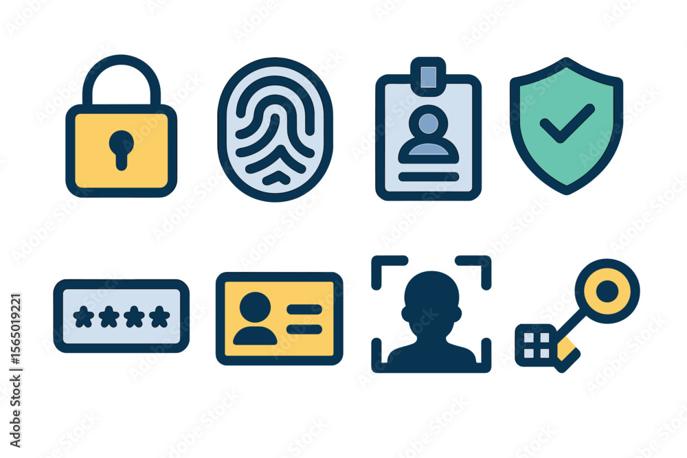 Poster security and identification vector illustration for digital privacy design with icon set