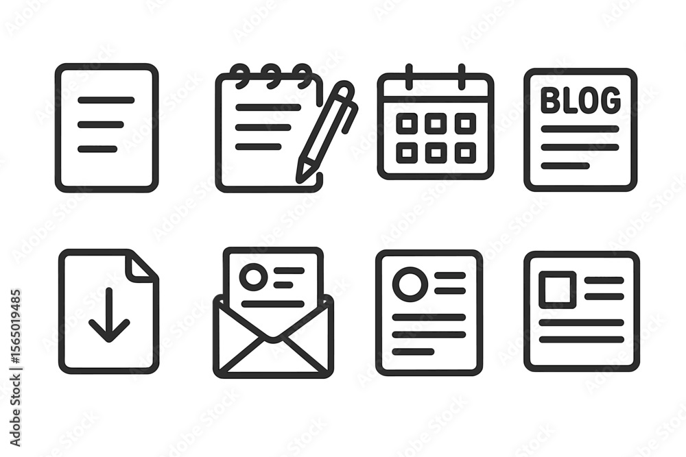 Poster minimalistic icon set vector illustration for digital applications and ui design
