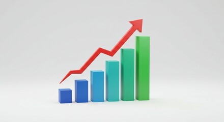 Colorful bar graph shows upward trend