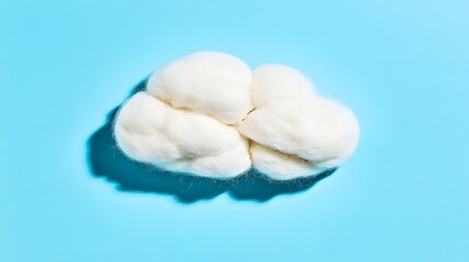 Fluffy White Cloud of Merino Wool on Blue