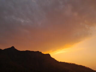 sunset and the sillhouette object