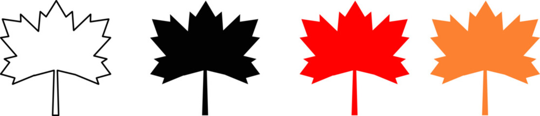 

maple leaves icon set. Maple leaf for sign. Original red maple leaf from the Canadian flag. Happy Canada Day poster 