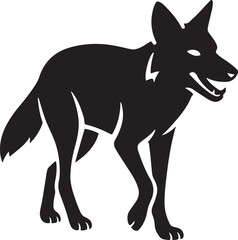 Wild dog silhouette black and white design, Wildlife predator illustration clean style