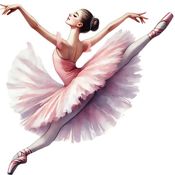 Fototapeta Pink Ballerina Clipart PNG – Ballet Dancer Illustration Elegant pink ballerina illustration in high-resolution PNG format with a transparent background.