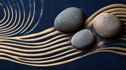 Zen Garden Stones Gold Sand Abstract Art