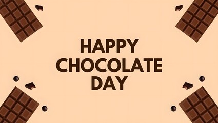 Happy chocolate day greeting card design with chocolate bars and festive elements