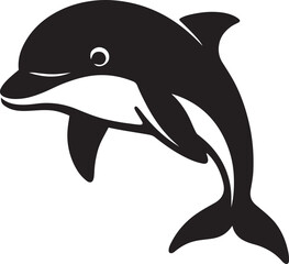 Fototapeta premium Leaping dolphin silhouette marine animal vector, Playful dolphin in motion design
