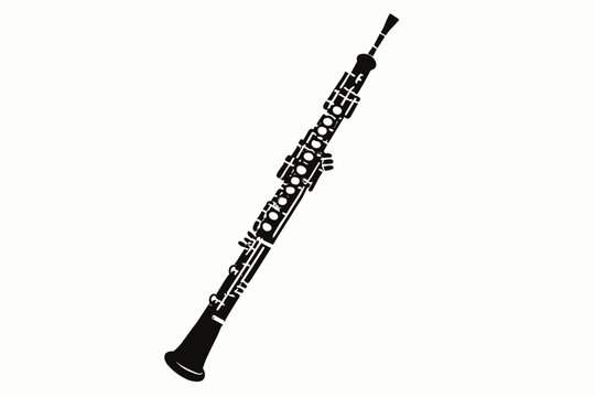 Black silhouette oboe vector illustration for musical designs and print projects