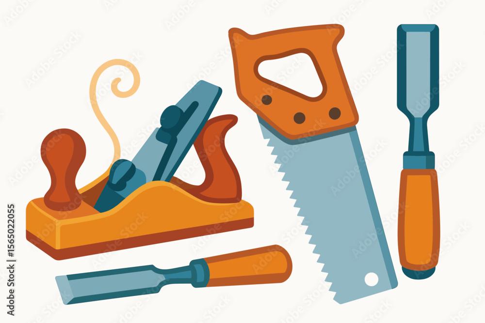Poster carpentry tools vector illustration in flat style for design and craft projects