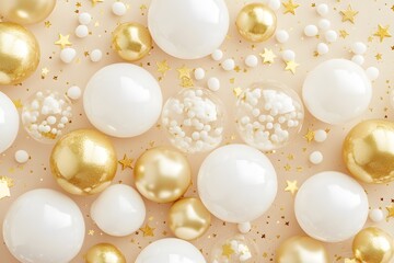 Elegant Gold White Balloons Festive Party Decor