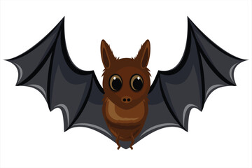 Cute Bat Vector Illustration. Vector illustration of a cute bat with open wings.