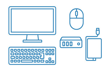 Futuristic digital devices vector illustration in neon glow style for tech design