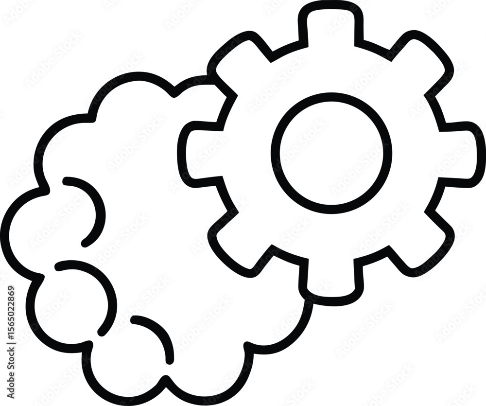 Poster conceptual brain and gear fusion symbolizing innovation and technology isolated on transparent backg