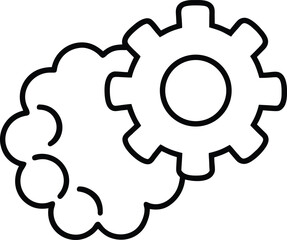 Conceptual brain and gear fusion symbolizing innovation and technology isolated on transparent background