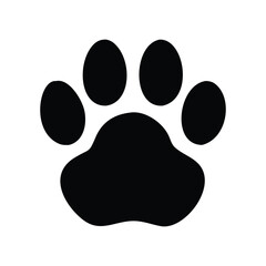 Black Paw Print Silhouette Vector Icon for Animal Lovers.