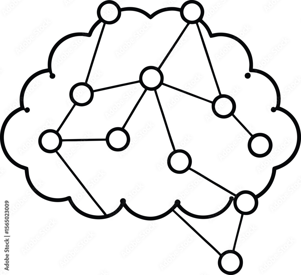 Poster abstract interconnected human brain network visualization with colorful neural pathways isolated on 
