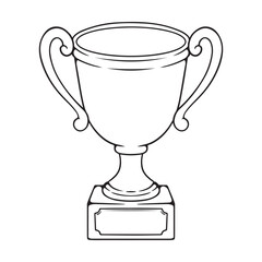 Trophy cup icon in outline style isolated on white background. Winner symbol stock vector illustration