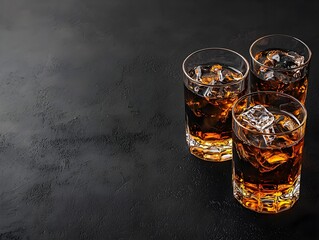 Whiskey Glasses on Black Background