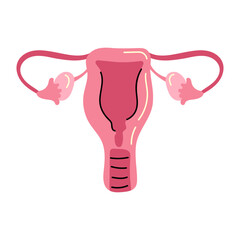 Illustration of the female reproductive system, featuring the uterus, ovaries, and fallopian tubes. Clean and simple graphic, perfect for healthcare, education, or wellness design