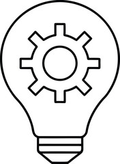 Innovative light bulb combined with a mechanical gear for ideas and solutions isolated on transparent background