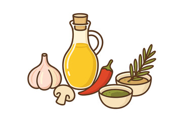 Italian cuisine ingredients vector illustration for cooking and recipe design in cartoon style