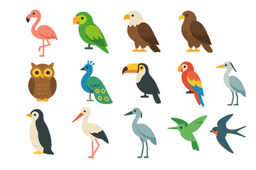 Obraz premium Colorful neon birds vector illustration for nature and wildlife design projects