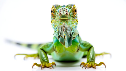 Fototapeta premium Vibrant Green Iguana Portrait Close-Up of a Captivating Reptile with Striking Scales and Intense Gaze