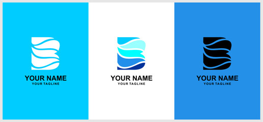 letter B blue water wave .eps © solihul