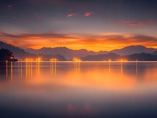 Fototapeta premium Serene Sunset Lake View