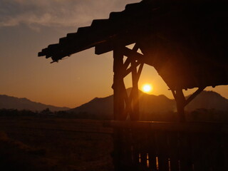 sunset and the sillhouette object