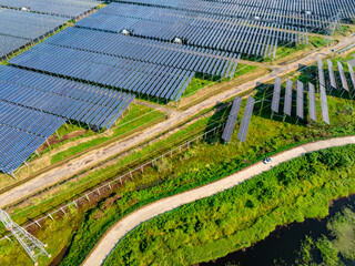 Aerial view of solar photovoltaic power station
