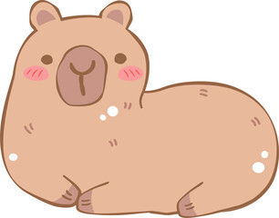 Cute  Cabybara animal character in a fun and happy style, vector illustration