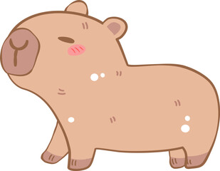 Cute  Cabybara animal character in a fun and happy style, vector illustration