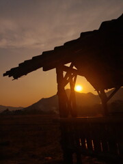 sunset and the sillhouette object