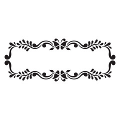 Decorative frame with decorative elements. Black and white vector illustration.