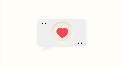 Heart symbol in a speech bubble, representing love and communication, set against a soft, minimalistic background, ideal for expressing emotions in digital conversations