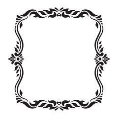 Black and white silhouette frame with decorative ornament. Vector clip art.