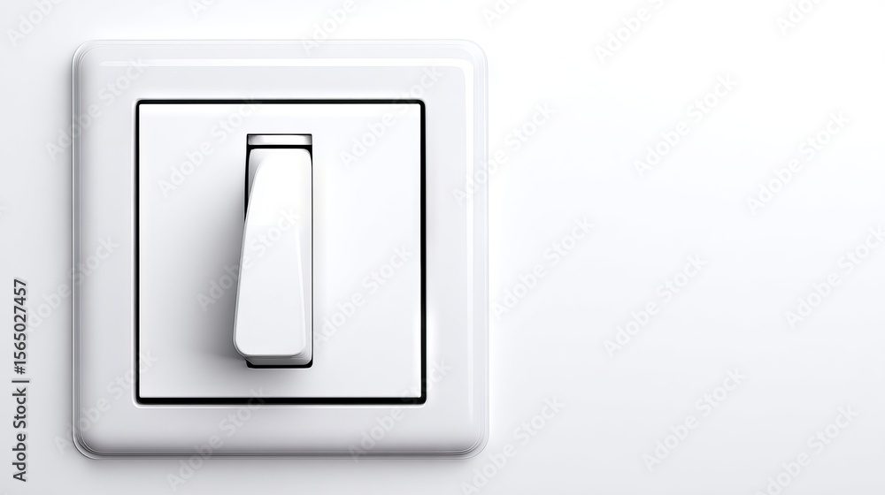 Poster white light switch on a smooth wall with soft shadows, showcasing modern design and functionality, i