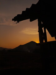 sunset and the sillhouette object