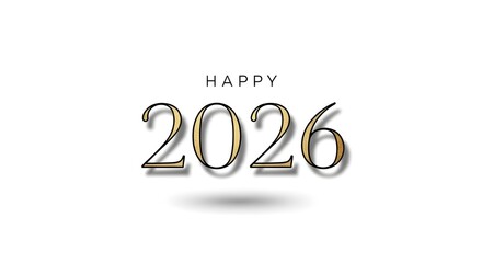 Happy New Year 2026 Elegant Gold Number Design