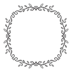 Oval floral frame. Elegant element for design in Eastern style, place for text. Floral black and white border. Lace illustration for invitations and greeting cards.