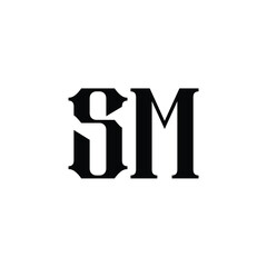 SM monogram logo design letter text name symbol monochrome logotype alphabet character simple logo