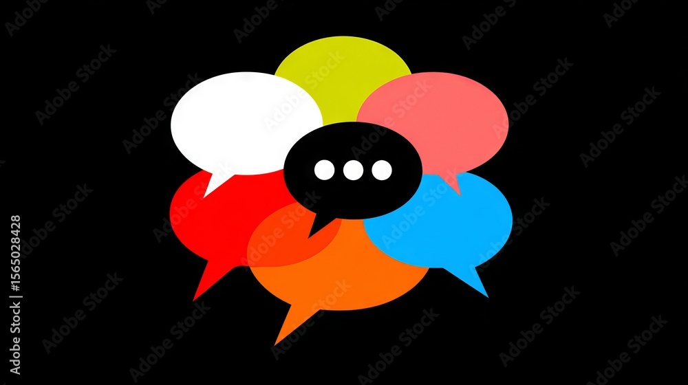 Aufkleber colorful speech bubbles in various shapes and sizes, representing communication and dialogue, set ag