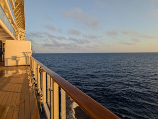 Beautiful sunrise on board at sea