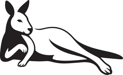 Kangaroo silhouette elegant black and white, Australian wildlife simple graphic design