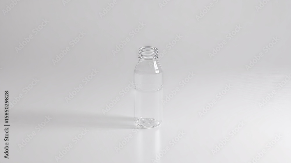 Aufkleber clear glass bottle mock up with empty space for design, showcasing a minimalist aesthetic, ideal for