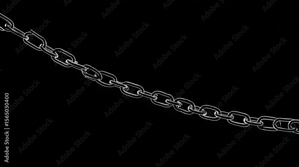 Poster metallic chain links are displayed against a black background, showcasing the intricate details and 